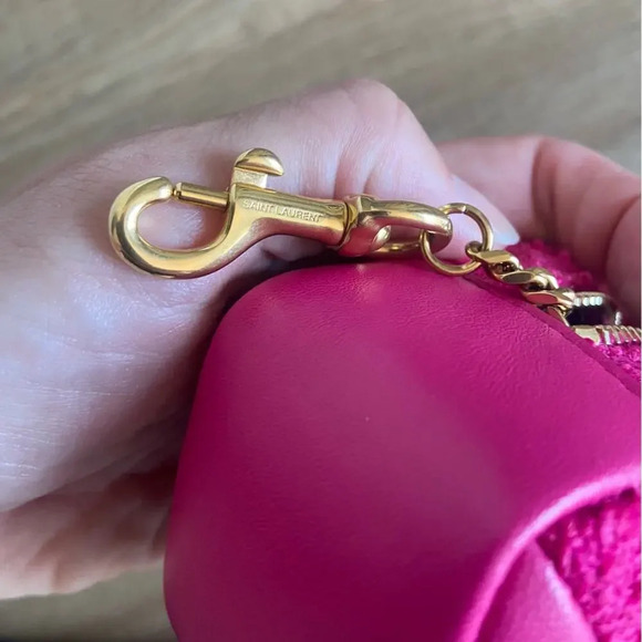 Saint Laurent Jamie Charm Pouch Boucle & Leather Magenta Pink - Picture 6 of 8
